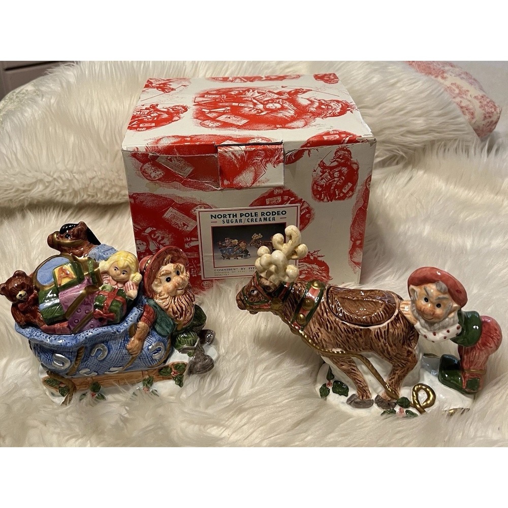 North Pole Rodeo 1995 Sugar / Creamer Omibus Omnibus By Fritz And Floyd Box